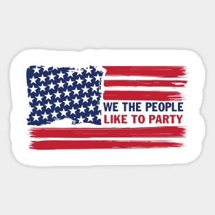 Mens We The People Like To Party American Flag Graphic Sticker